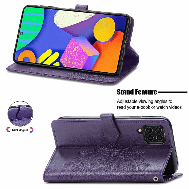 For Samsung Galaxy F62 / M62 Mandala Embossing Pattern Horizontal Flip Leather Case with Holder & Card Slots & Wallet & Lanyard