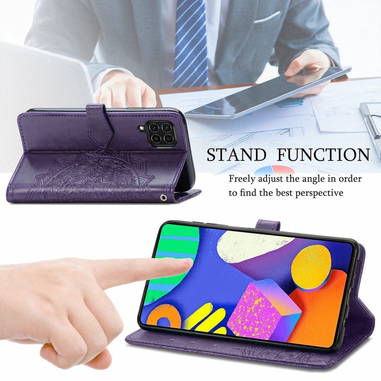 For Samsung Galaxy F62 / M62 Mandala Embossing Pattern Horizontal Flip Leather Case with Holder & Card Slots & Wallet & Lanyard