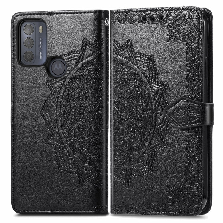 For Motorola Moto G50 Mandala Embossing Pattern Horizontal Flip Leather Case with Holder & Card Slots & Wallet & Lanyard