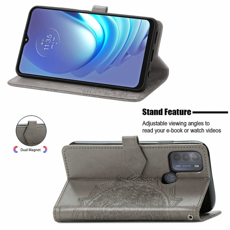 For Motorola Moto G50 Mandala Embossing Pattern Horizontal Flip Leather Case with Holder & Card Slots & Wallet & Lanyard