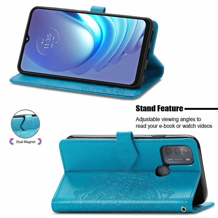 For Motorola Moto G50 Mandala Embossing Pattern Horizontal Flip Leather Case with Holder & Card Slots & Wallet & Lanyard