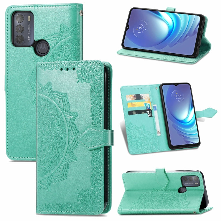For Motorola Moto G50 Mandala Embossing Pattern Horizontal Flip Leather Case with Holder & Card Slots & Wallet & Lanyard