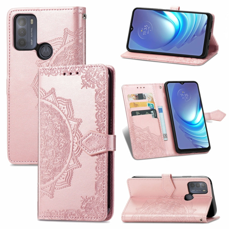 For Motorola Moto G50 Mandala Embossing Pattern Horizontal Flip Leather Case with Holder & Card Slots & Wallet & Lanyard