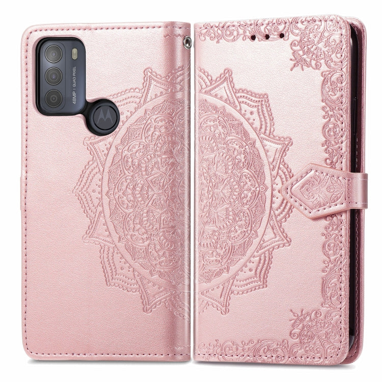 For Motorola Moto G50 Mandala Embossing Pattern Horizontal Flip Leather Case with Holder & Card Slots & Wallet & Lanyard