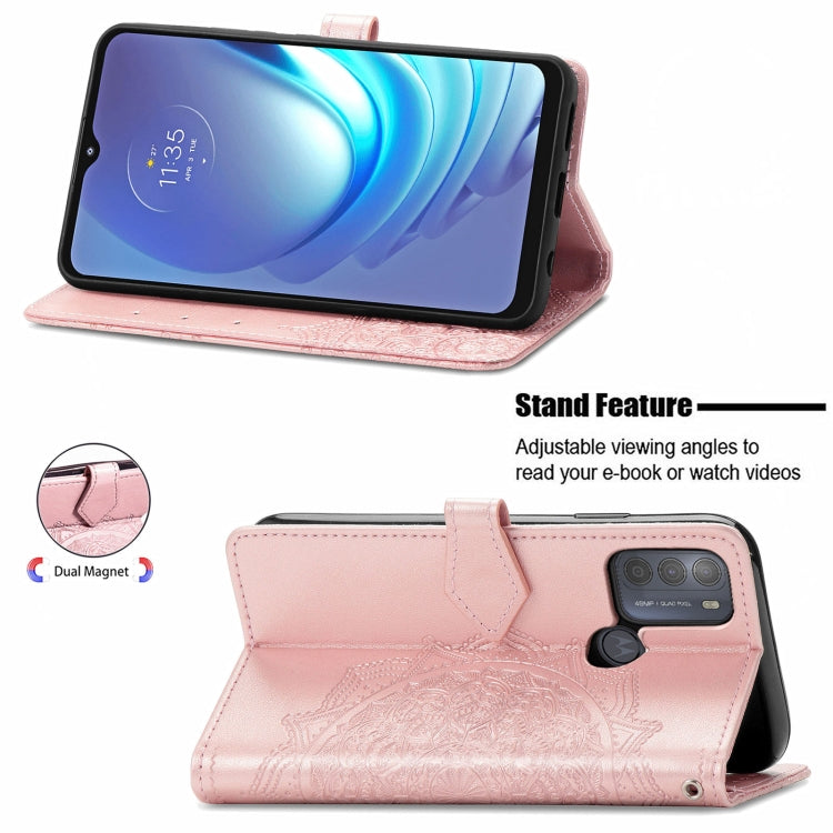 For Motorola Moto G50 Mandala Embossing Pattern Horizontal Flip Leather Case with Holder & Card Slots & Wallet & Lanyard