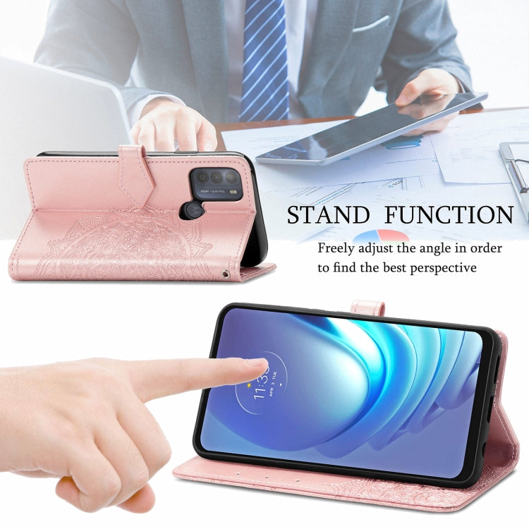 For Motorola Moto G50 Mandala Embossing Pattern Horizontal Flip Leather Case with Holder & Card Slots & Wallet & Lanyard