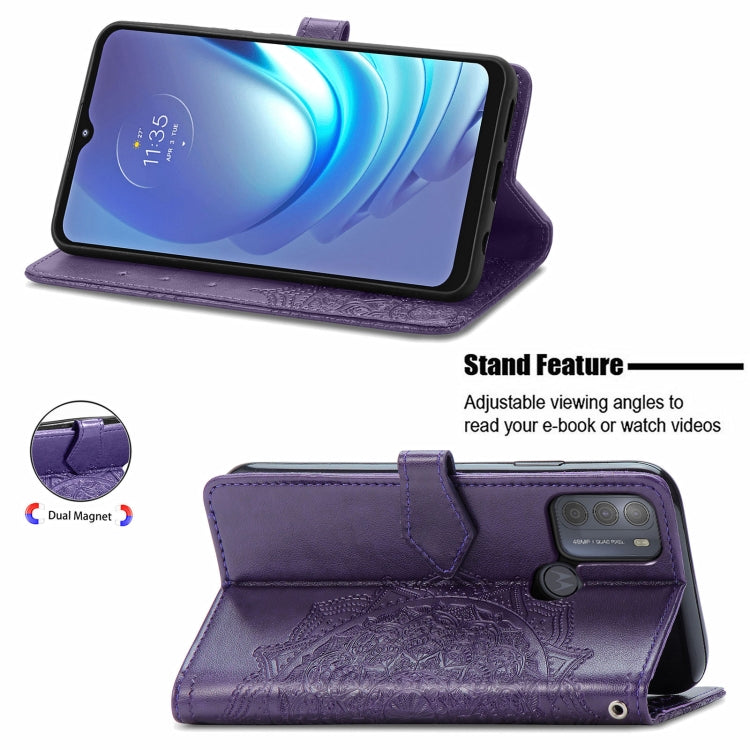 For Motorola Moto G50 Mandala Embossing Pattern Horizontal Flip Leather Case with Holder & Card Slots & Wallet & Lanyard