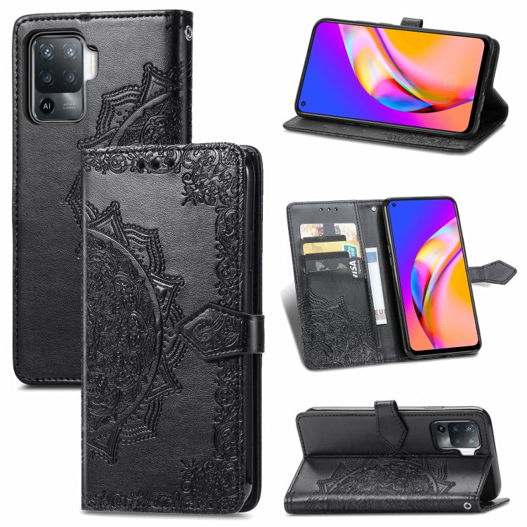 For OPPO  A94 4G / F19 Pro Mandala Embossing Pattern Horizontal Flip Leather Case with Holder & Card Slots & Wallet & Lanyard