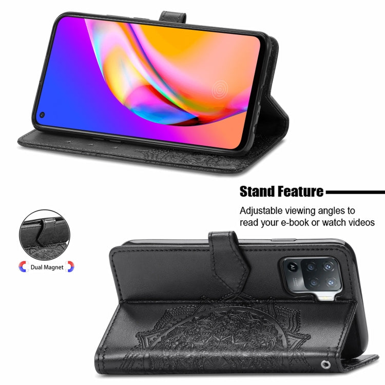 For OPPO  A94 4G / F19 Pro Mandala Embossing Pattern Horizontal Flip Leather Case with Holder & Card Slots & Wallet & Lanyard