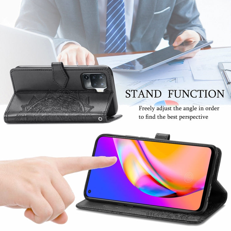 For OPPO  A94 4G / F19 Pro Mandala Embossing Pattern Horizontal Flip Leather Case with Holder & Card Slots & Wallet & Lanyard