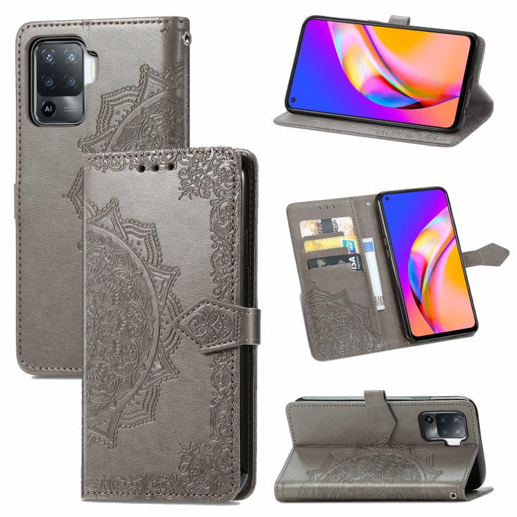 For OPPO  A94 4G / F19 Pro Mandala Embossing Pattern Horizontal Flip Leather Case with Holder & Card Slots & Wallet & Lanyard