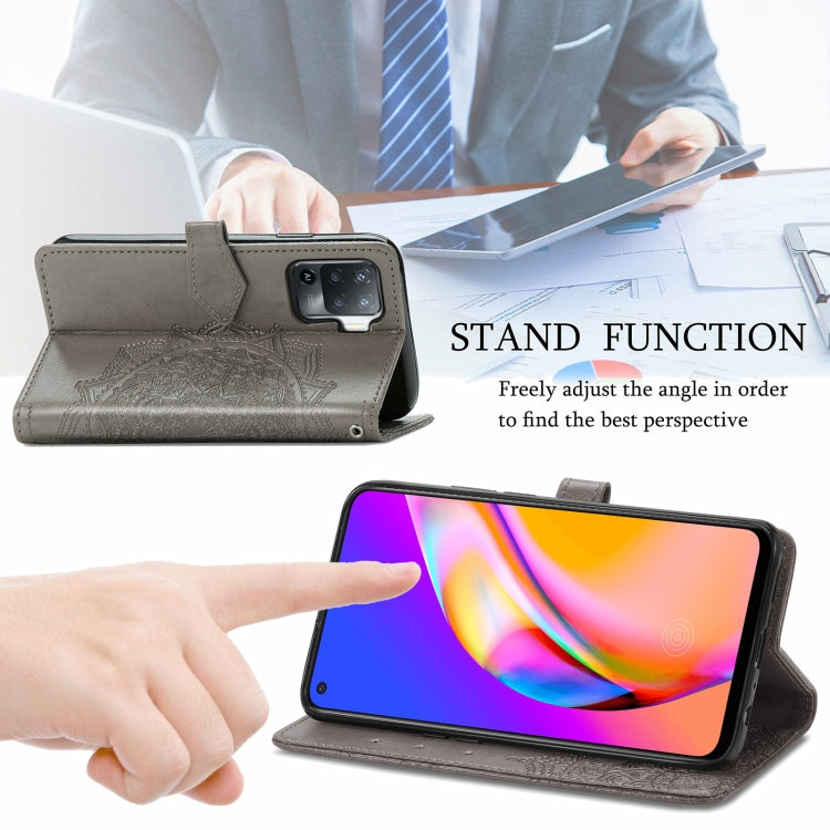For OPPO  A94 4G / F19 Pro Mandala Embossing Pattern Horizontal Flip Leather Case with Holder & Card Slots & Wallet & Lanyard