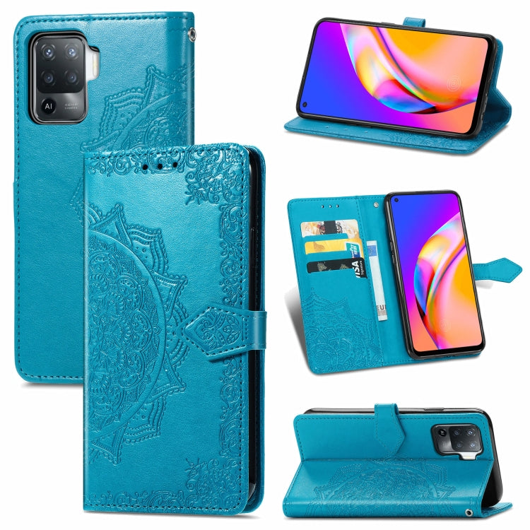 For OPPO  A94 4G / F19 Pro Mandala Embossing Pattern Horizontal Flip Leather Case with Holder & Card Slots & Wallet & Lanyard