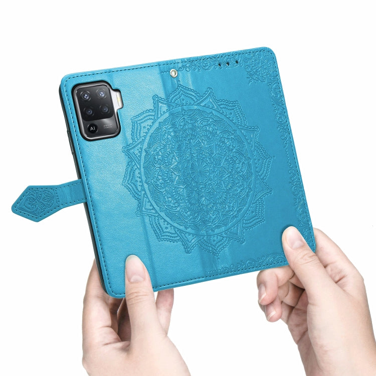 For OPPO  A94 4G / F19 Pro Mandala Embossing Pattern Horizontal Flip Leather Case with Holder & Card Slots & Wallet & Lanyard