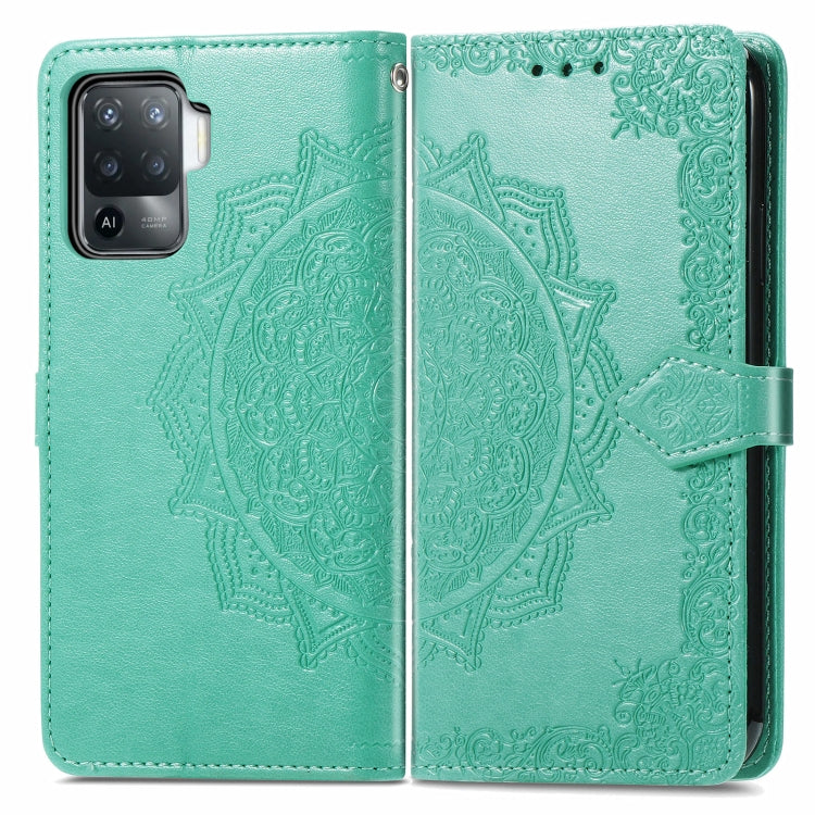 For OPPO  A94 4G / F19 Pro Mandala Embossing Pattern Horizontal Flip Leather Case with Holder & Card Slots & Wallet & Lanyard