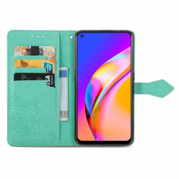 For OPPO  A94 4G / F19 Pro Mandala Embossing Pattern Horizontal Flip Leather Case with Holder & Card Slots & Wallet & Lanyard