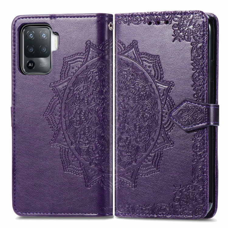 For OPPO  A94 4G / F19 Pro Mandala Embossing Pattern Horizontal Flip Leather Case with Holder & Card Slots & Wallet & Lanyard