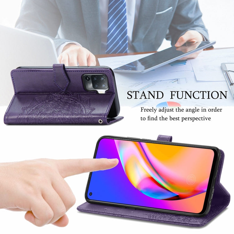 For OPPO  A94 4G / F19 Pro Mandala Embossing Pattern Horizontal Flip Leather Case with Holder & Card Slots & Wallet & Lanyard