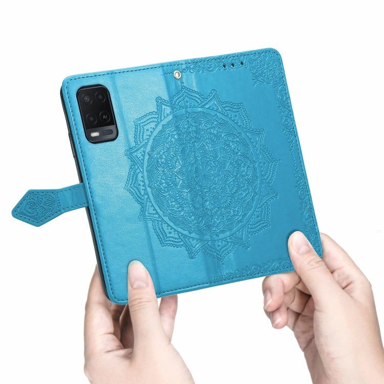 For OPPO A54 4G Mandala Embossing Pattern Horizontal Flip Leather Case with Holder & Card Slots & Wallet & Lanyard