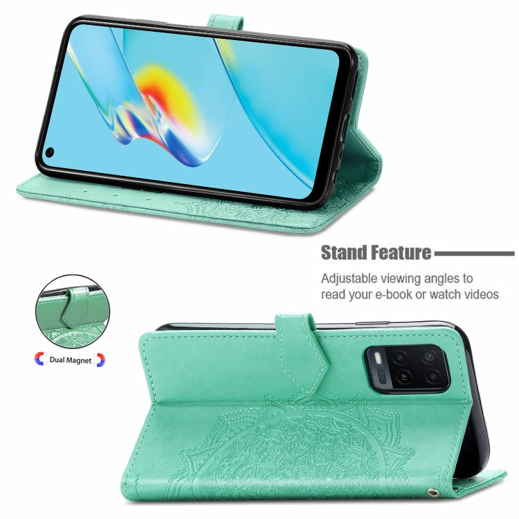 For OPPO A54 4G Mandala Embossing Pattern Horizontal Flip Leather Case with Holder & Card Slots & Wallet & Lanyard