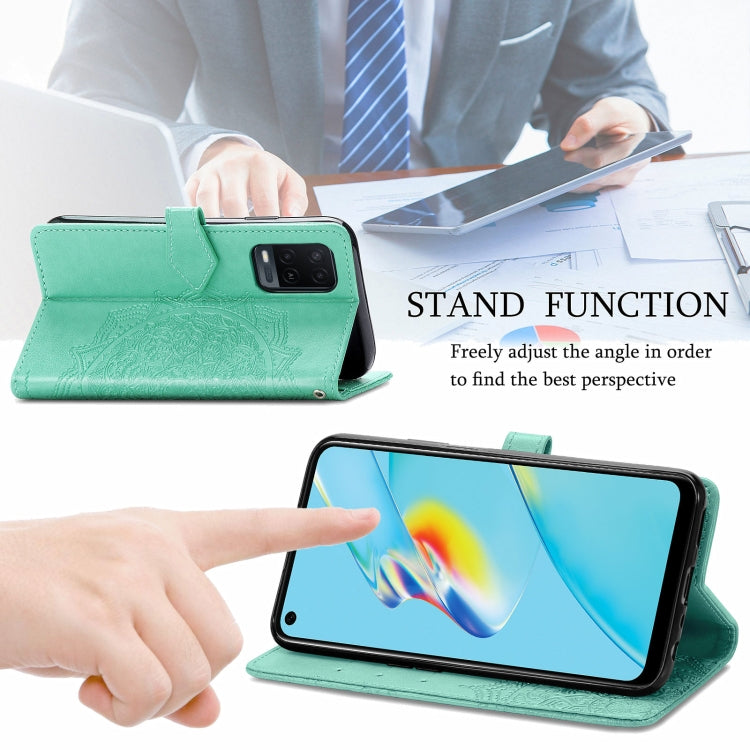 For OPPO A54 4G Mandala Embossing Pattern Horizontal Flip Leather Case with Holder & Card Slots & Wallet & Lanyard