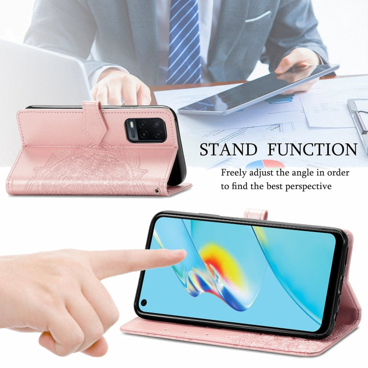 For OPPO A54 4G Mandala Embossing Pattern Horizontal Flip Leather Case with Holder & Card Slots & Wallet & Lanyard
