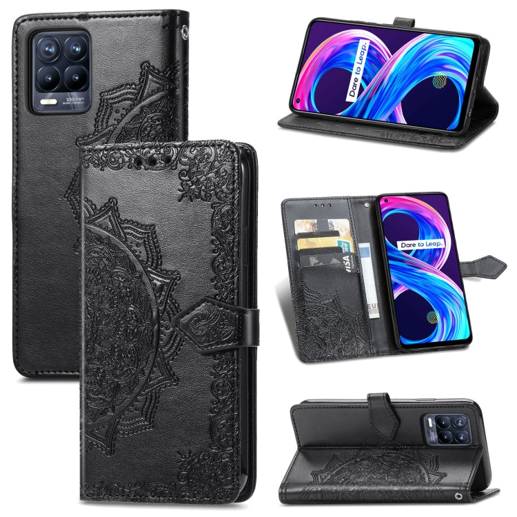 For OPPO Realme 8 / 8 Pro 4G  Mandala Embossing Pattern Horizontal Flip Leather Case with Holder & Card Slots & Wallet & Lanyard