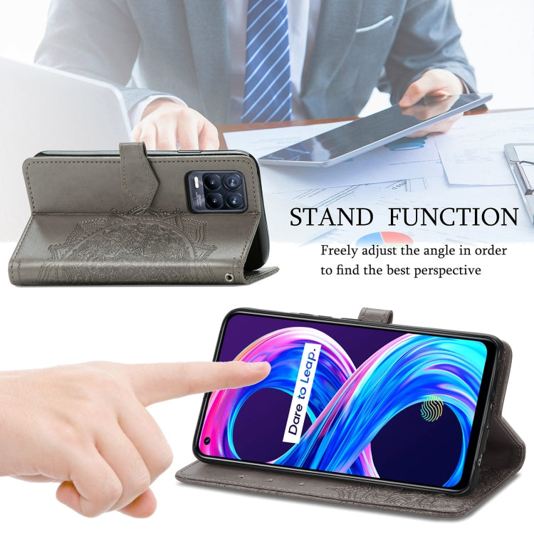 For OPPO Realme 8 / 8 Pro 4G  Mandala Embossing Pattern Horizontal Flip Leather Case with Holder & Card Slots & Wallet & Lanyard