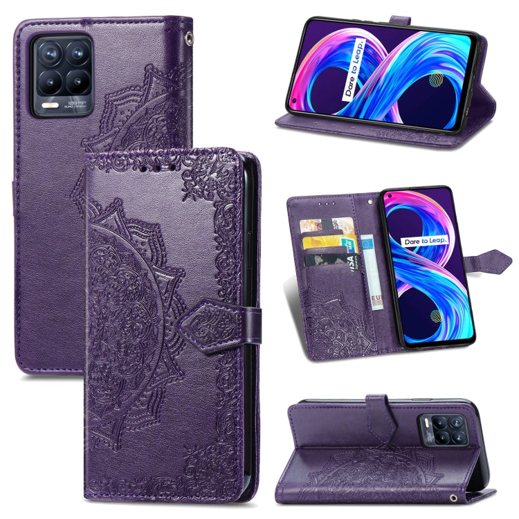 For OPPO Realme 8 / 8 Pro 4G  Mandala Embossing Pattern Horizontal Flip Leather Case with Holder & Card Slots & Wallet & Lanyard