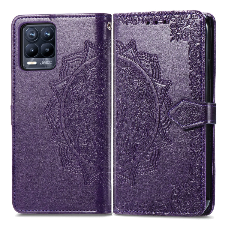 For OPPO Realme 8 / 8 Pro 4G  Mandala Embossing Pattern Horizontal Flip Leather Case with Holder & Card Slots & Wallet & Lanyard