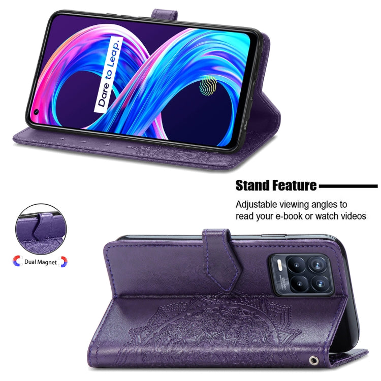 For OPPO Realme 8 / 8 Pro 4G  Mandala Embossing Pattern Horizontal Flip Leather Case with Holder & Card Slots & Wallet & Lanyard