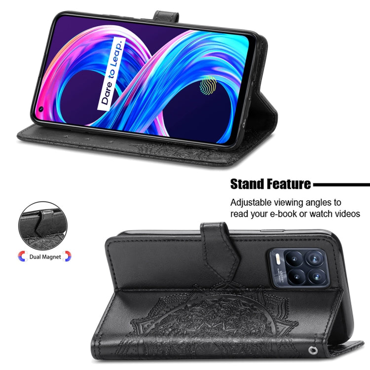 For OPPO Realme 8 5G / Realme V13 5G Mandala Embossing Pattern Horizontal Flip Leather Case with Holder & Card Slots & Wallet & Lanyard