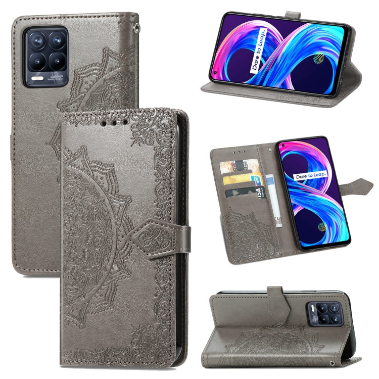 For OPPO Realme 8 5G / Realme V13 5G Mandala Embossing Pattern Horizontal Flip Leather Case with Holder & Card Slots & Wallet & Lanyard