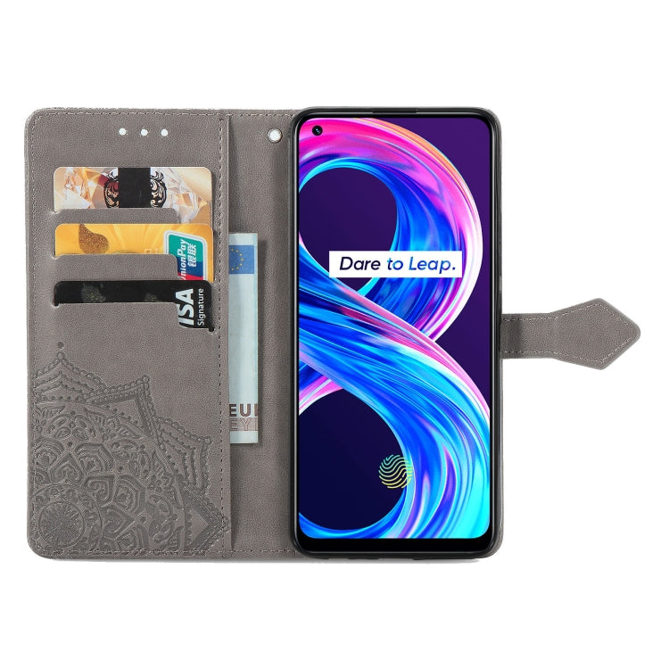 For OPPO Realme 8 5G / Realme V13 5G Mandala Embossing Pattern Horizontal Flip Leather Case with Holder & Card Slots & Wallet & Lanyard