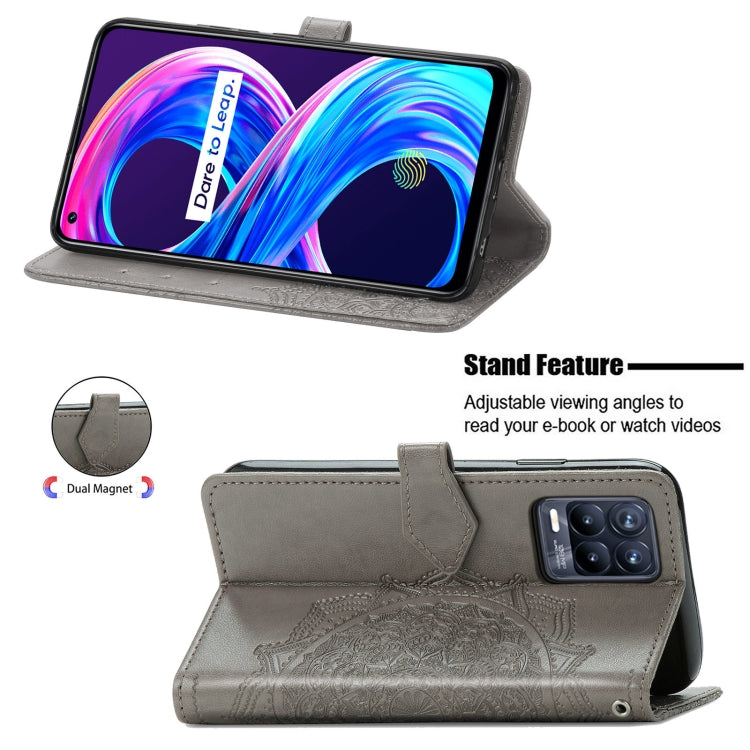 For OPPO Realme 8 5G / Realme V13 5G Mandala Embossing Pattern Horizontal Flip Leather Case with Holder & Card Slots & Wallet & Lanyard