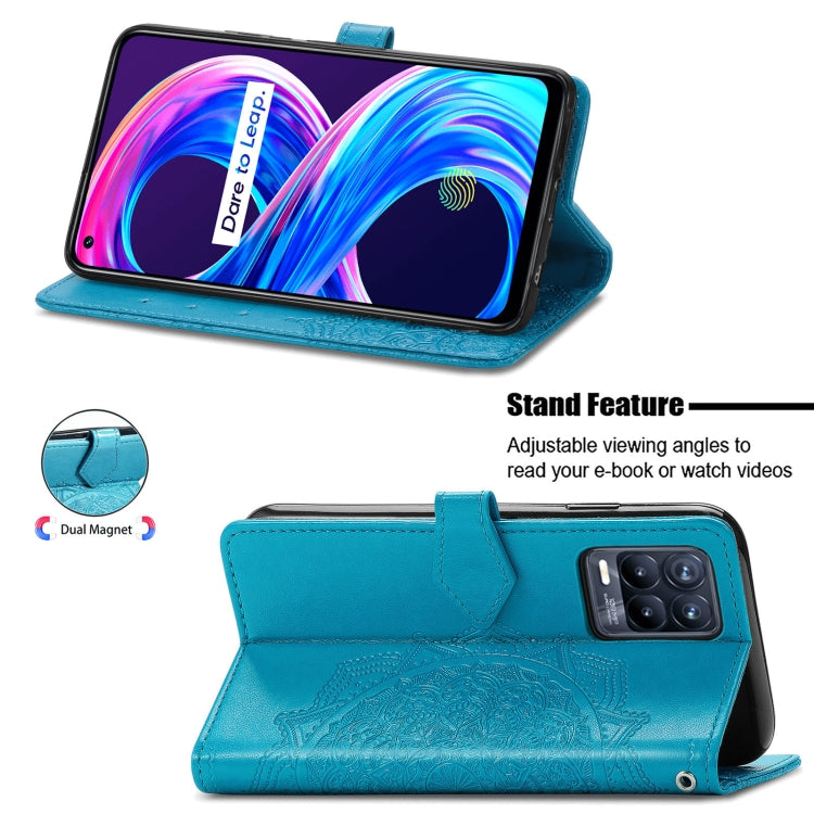 For OPPO Realme 8 5G / Realme V13 5G Mandala Embossing Pattern Horizontal Flip Leather Case with Holder & Card Slots & Wallet & Lanyard