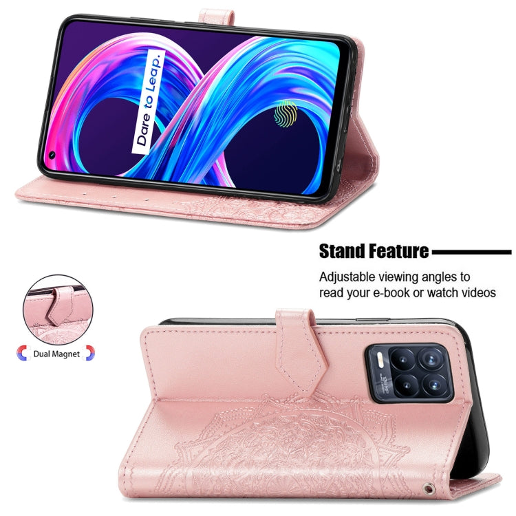For OPPO Realme 8 5G / Realme V13 5G Mandala Embossing Pattern Horizontal Flip Leather Case with Holder & Card Slots & Wallet & Lanyard