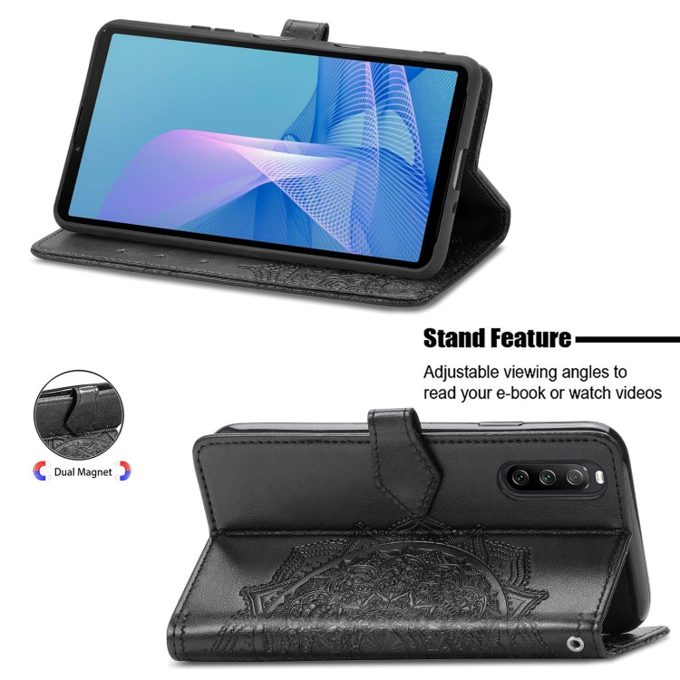 For Sony Xperia 1 III Mandala Embossing Pattern Horizontal Flip Leather Case with Holder & Card Slots & Wallet & Lanyard