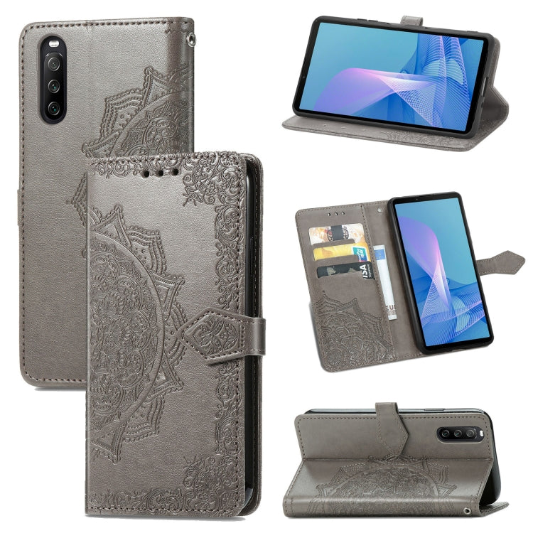 For Sony Xperia 10 III Mandala Embossing Pattern Horizontal Flip Leather Case with Holder & Card Slots & Wallet & Lanyard
