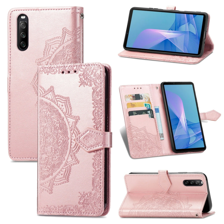 For Sony Xperia 10 III Mandala Embossing Pattern Horizontal Flip Leather Case with Holder & Card Slots & Wallet & Lanyard