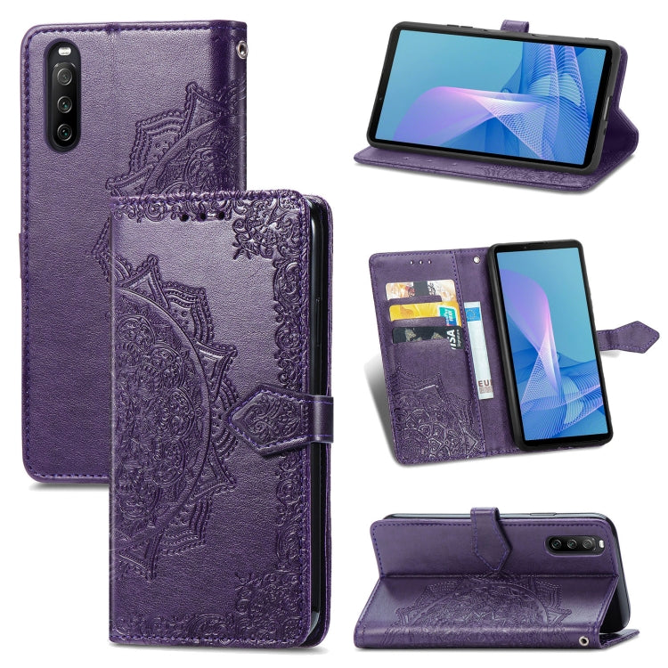 For Sony Xperia 10 III Mandala Embossing Pattern Horizontal Flip Leather Case with Holder & Card Slots & Wallet & Lanyard