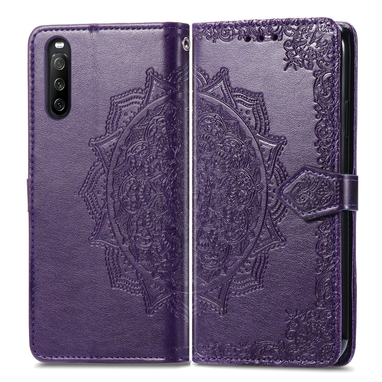 For Sony Xperia 10 III Mandala Embossing Pattern Horizontal Flip Leather Case with Holder & Card Slots & Wallet & Lanyard