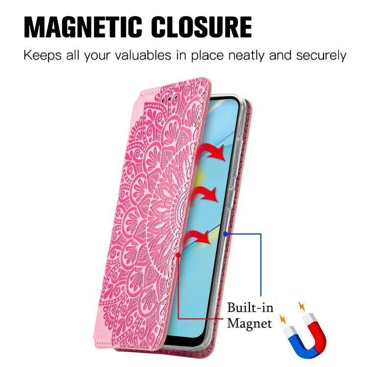 For OPPO A54 4G Blooming Mandala Embossed Pattern Magnetic Horizontal Flip Leather Case with Holder & Card Slots & Wallet