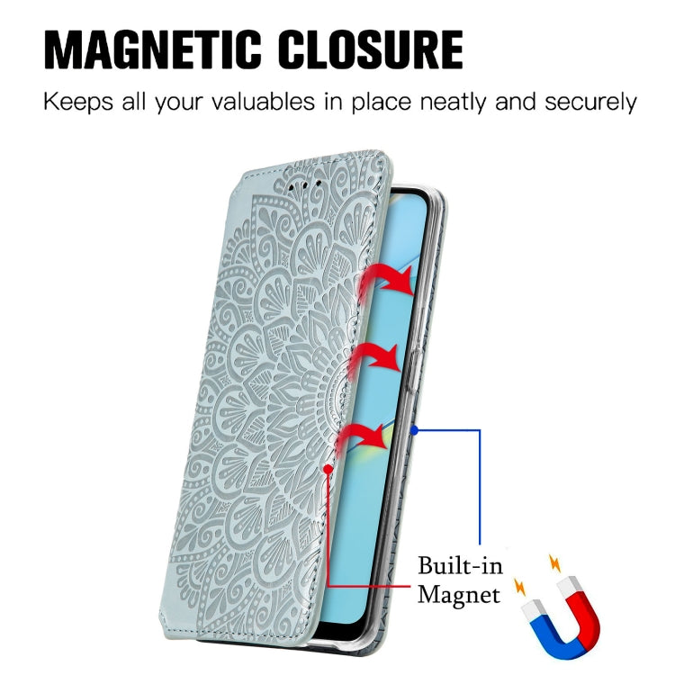 For OPPO A54 4G Blooming Mandala Embossed Pattern Magnetic Horizontal Flip Leather Case with Holder & Card Slots & Wallet