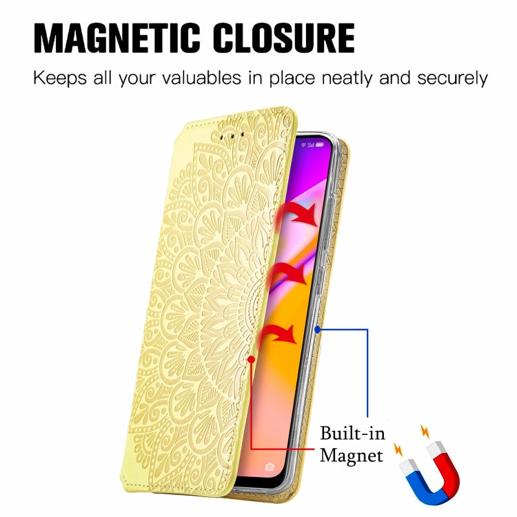 For OPPO A94 5G / Reno5 Z Blooming Mandala Embossed Pattern Magnetic Horizontal Flip Leather Case with Holder & Card Slots & Wallet