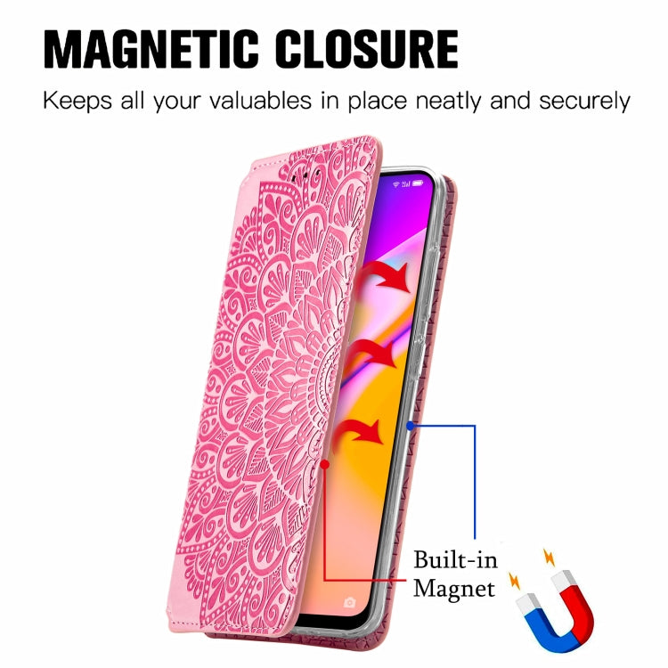 For OPPO A94 5G / Reno5 Z Blooming Mandala Embossed Pattern Magnetic Horizontal Flip Leather Case with Holder & Card Slots & Wallet