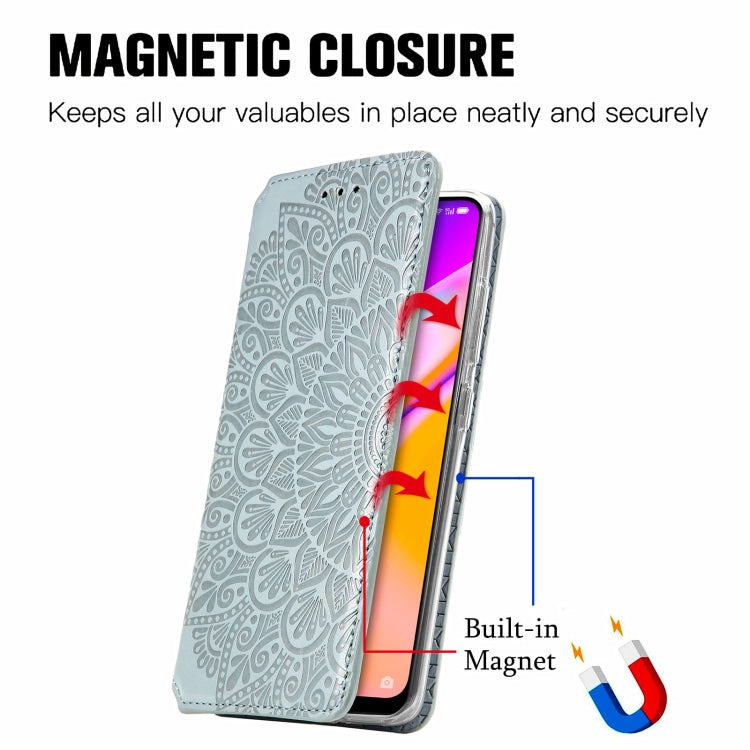 For OPPO A94 5G / Reno5 Z Blooming Mandala Embossed Pattern Magnetic Horizontal Flip Leather Case with Holder & Card Slots & Wallet