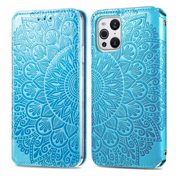 For OPPO Find X3 Pro / Find X3 Blooming Mandala Embossed Pattern Magnetic Horizontal Flip Leather Case with Holder & Card Slots & Wallet