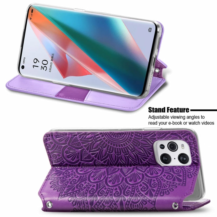For OPPO Find X3 Pro / Find X3 Blooming Mandala Embossed Pattern Magnetic Horizontal Flip Leather Case with Holder & Card Slots & Wallet