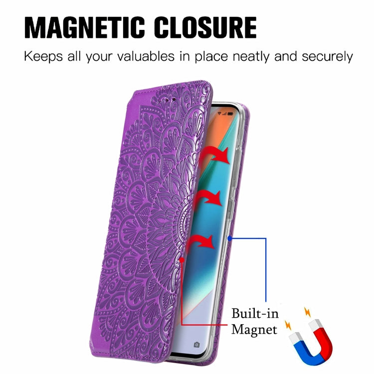For OPPO Find X3 Pro / Find X3 Blooming Mandala Embossed Pattern Magnetic Horizontal Flip Leather Case with Holder & Card Slots & Wallet